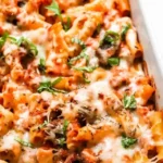 Cheesy Baked Ziti with Ricotta and Meat Sauce