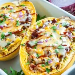 Savory BBQ Chicken Stuffed Spaghetti Squash