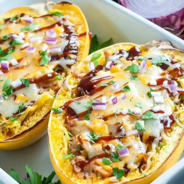 Savory BBQ Chicken Stuffed Spaghetti Squash