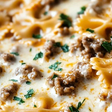 Cheesy Beef and Bowtie Pasta in Garlic Butter