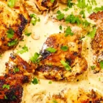 One Pan Boneless Skinless Chicken Thighs In Creamy Garlic Mushroom Sauce