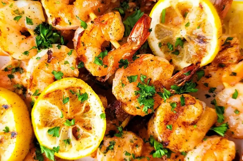 Cajun Garlic Butter Grilled Shrimp Skewers