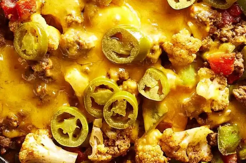 Cheesy Ground Beef & Cauliflower Casserole