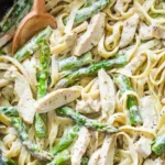 Creamy Chicken Pesto Pasta with Asparagus