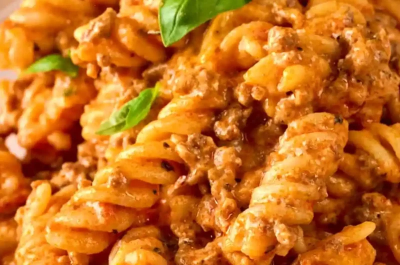 Cheesy Ground Beef Pasta with Creamy Tomato Sauce