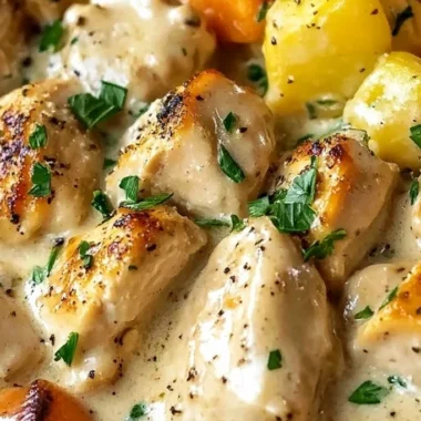 Easy Slow Cooker Creamy Garlic Chicken and Vegetables