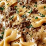 Creamy Parmesan Garlic Beef Bowtie Pasta