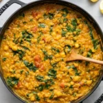 Curry Red Lentil Stew with Kale and Chickpeas