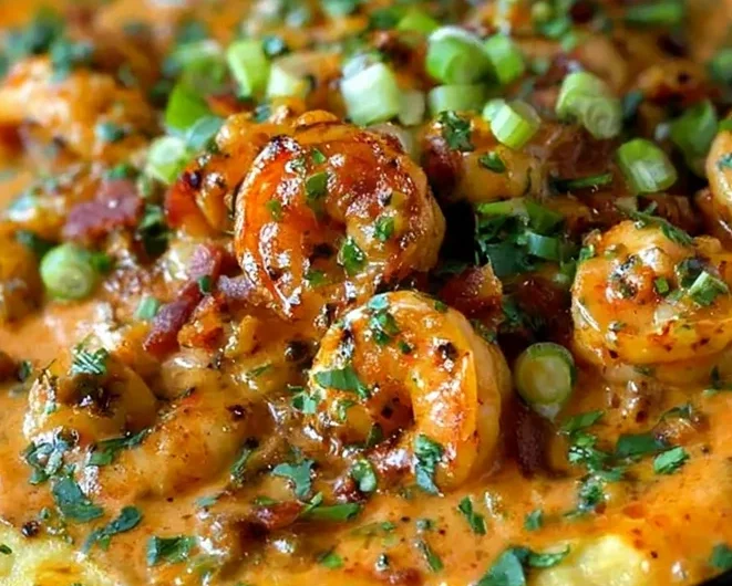 Creamy Smothered Shrimp and Grits