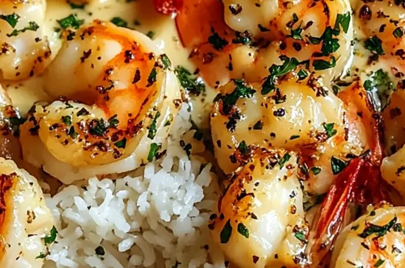 Creamy Garlic Butter Shrimp with Fluffy Rice