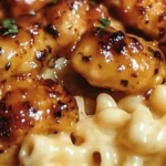 Sweet and Spicy Honey Pepper Chicken with Creamy Macaroni Cheese