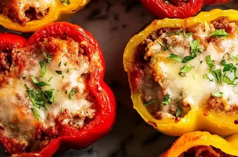 Savory Ground Beef and Rice Stuffed Bell Peppers