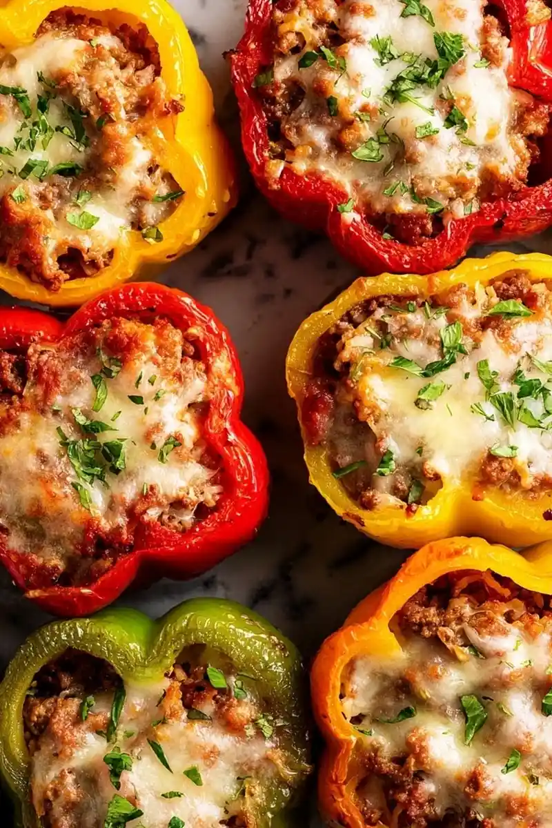 Savory Beef and Rice Stuffed Bell Peppers