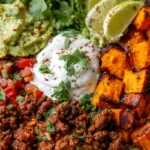 Savory Sweet Potato and Beef Taco Bowls