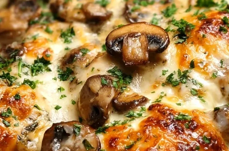 Creamy Garlic Mushroom Chicken Bake