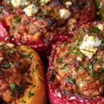 Greek-Style Beef and Rice Stuffed Bell Peppers