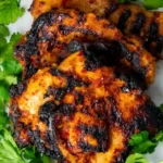 Grilled Honey Harissa Chicken Thighs with Cilantro Cream