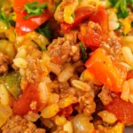 Cheesy Ground Beef and Pepper Skillet
