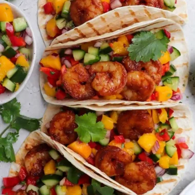Honey Chipotle Shrimp Tacos with Mango Salsa
