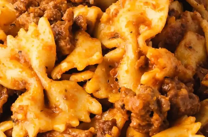 One-Pot Cheesy Beef and Bowtie Pasta