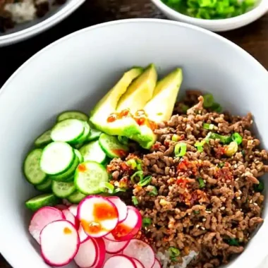 Savory Korean Ground Beef and Rice Bowls