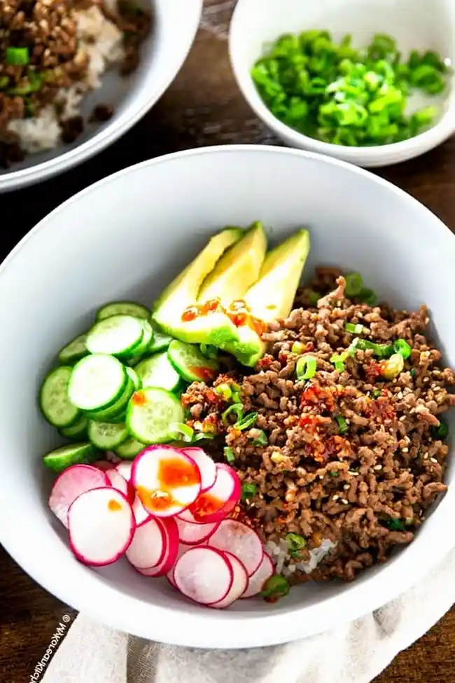 Korean Ground Beef and Rice Bowls