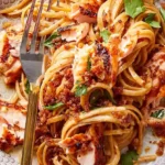 Lemon Garlic Pasta with Flaked Salmon