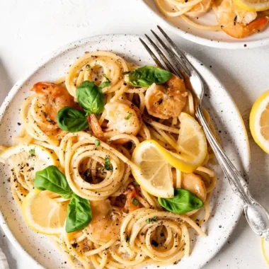 Quick Lemon Garlic Shrimp Pasta