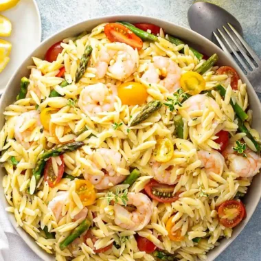 Lemon Shrimp and Asparagus Orzo Salad