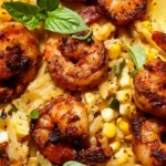 One Pan Creamed Corn Orzo with Spicy Shrimp