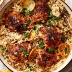 One Pan Greek Chicken and Lemon Rice