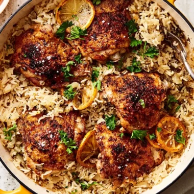 One Pan Greek Chicken and Lemon Rice