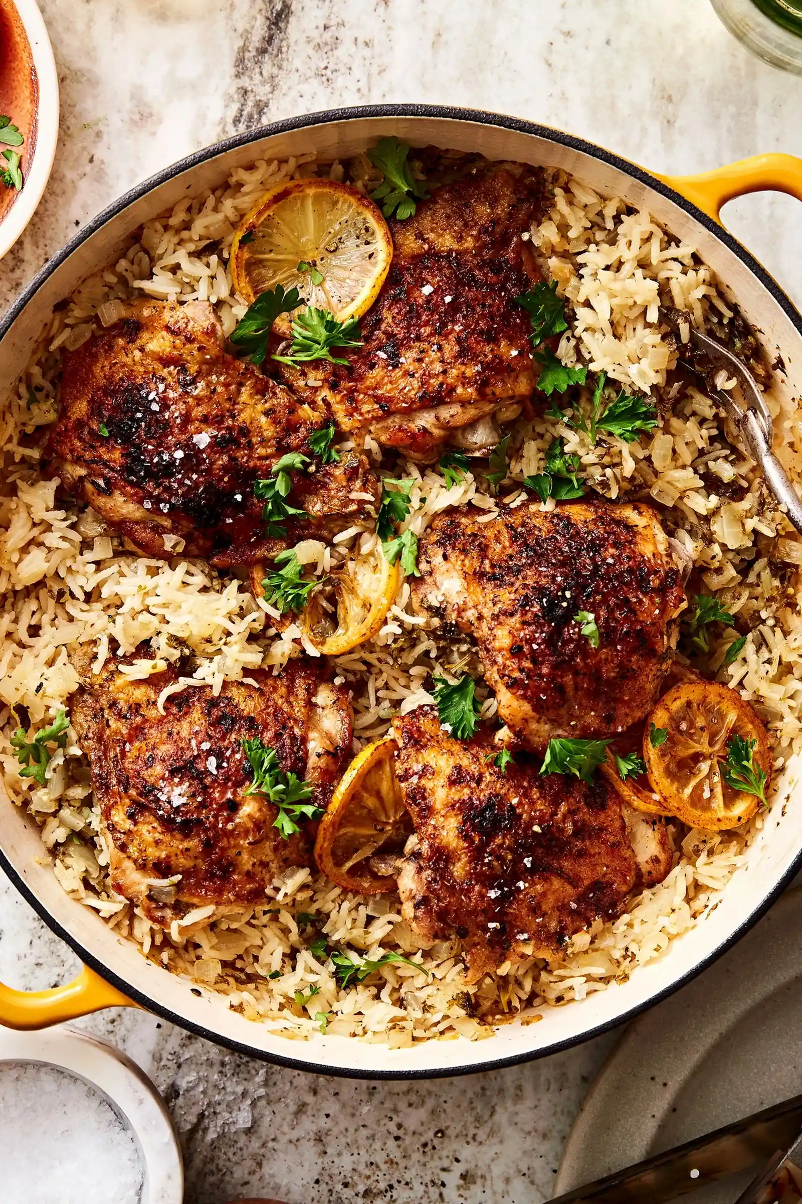 One Pan Greek Chicken and Lemon Rice