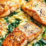 Creamy One Pan Salmon and Lemon Orzo