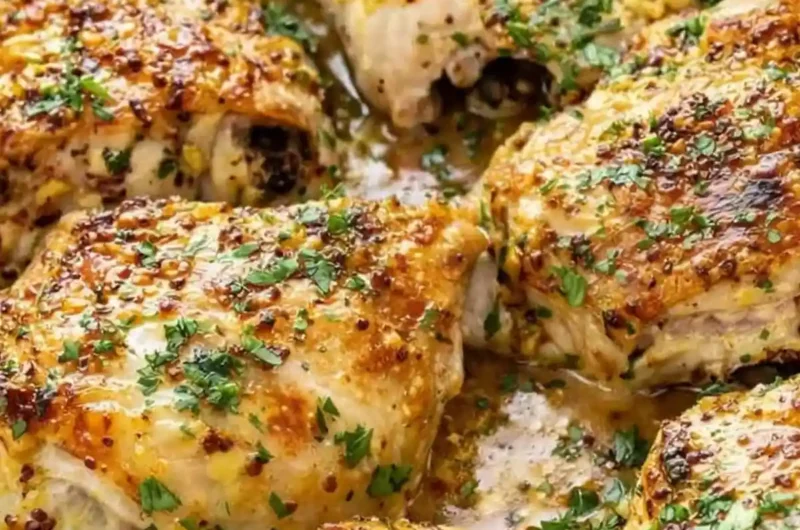 Honey Mustard Oven Baked Chicken Thighs