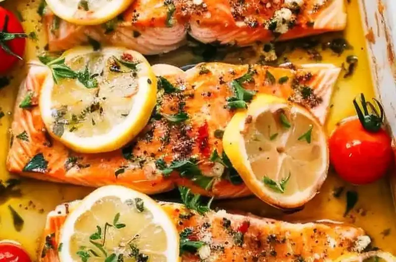 Easy Baked Greek Salmon