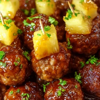 Savory Pineapple Brown Sugar Meatball Appetizers