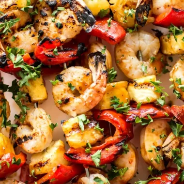 Honey BBQ Grilled Pineapple Shrimp Skewers