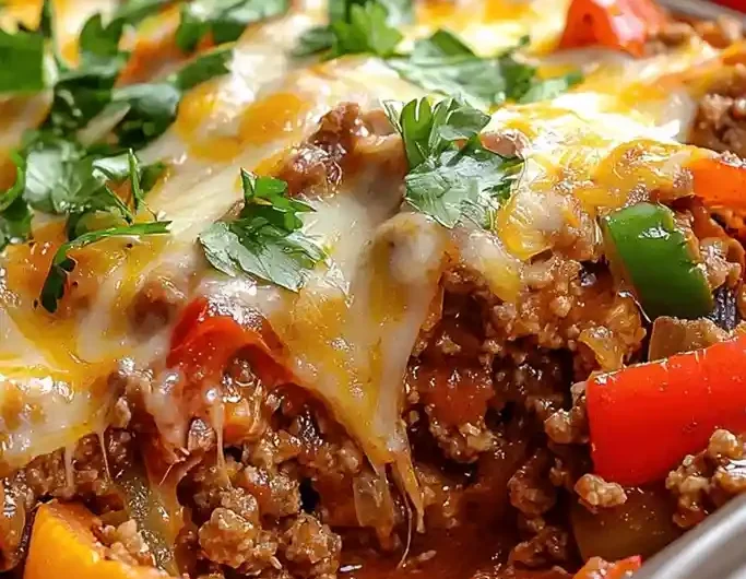 Savory Beef and Bell Pepper Rice Bake