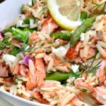 Salmon, Asparagus, and Dill Orzo Salad with Lemon Pepper Vinaigrette