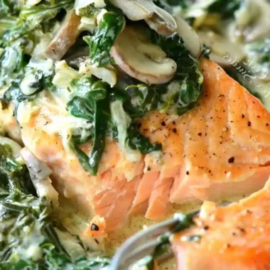 Creamy Salmon Florentine with Mushrooms and Spinach