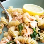 Salmon Pasta with Sun-Dried Tomatoes and Spinach