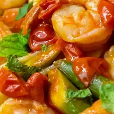 Spring Shrimp and Asparagus Pasta with Cherry Tomatoes