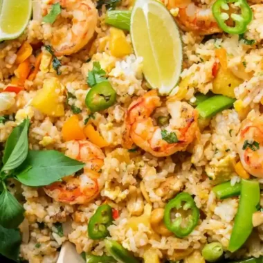 Shrimp Pineapple Thai Fried Rice Recipe with Basil