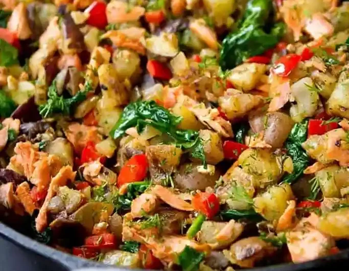Hearty Salmon and Potato Skillet Hash