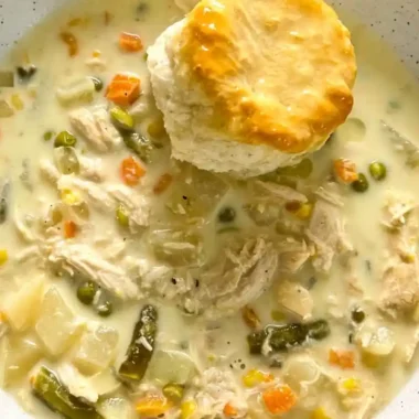 Slow Cooker Creamy Chicken Pot Pie with Biscuits