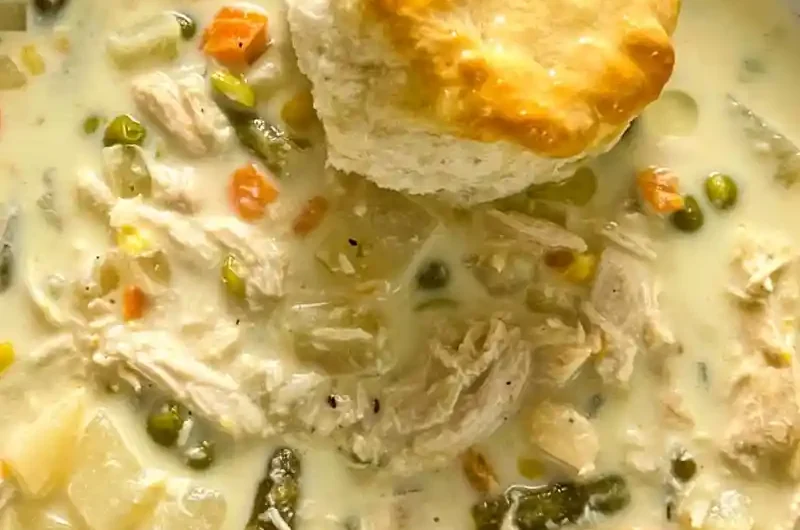 Slow Cooker Creamy Chicken Pot Pie with Biscuits