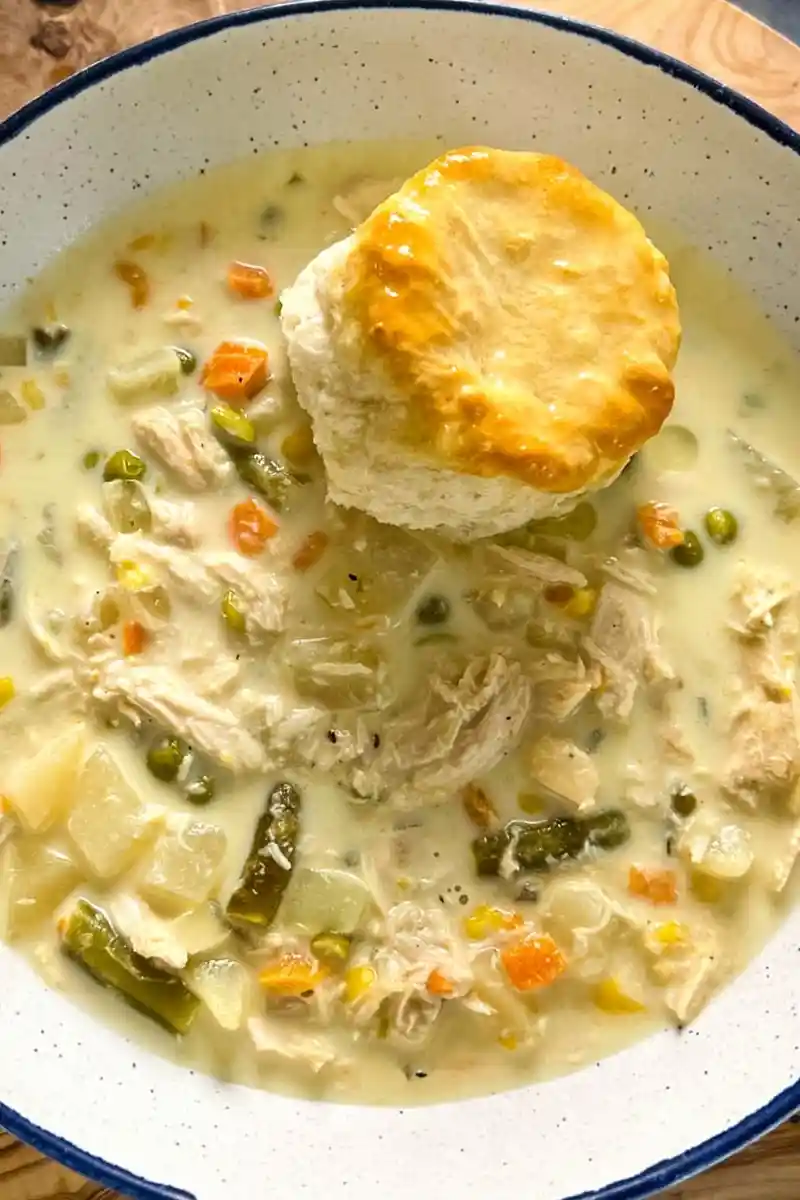 Slow Cooker Crockpot Chicken Pot Pie with Biscuits