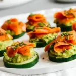 Fresh Smoked Salmon and Avocado Cucumber Rounds