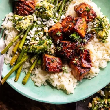 Baked Lemon Balsamic Salmon Bowls